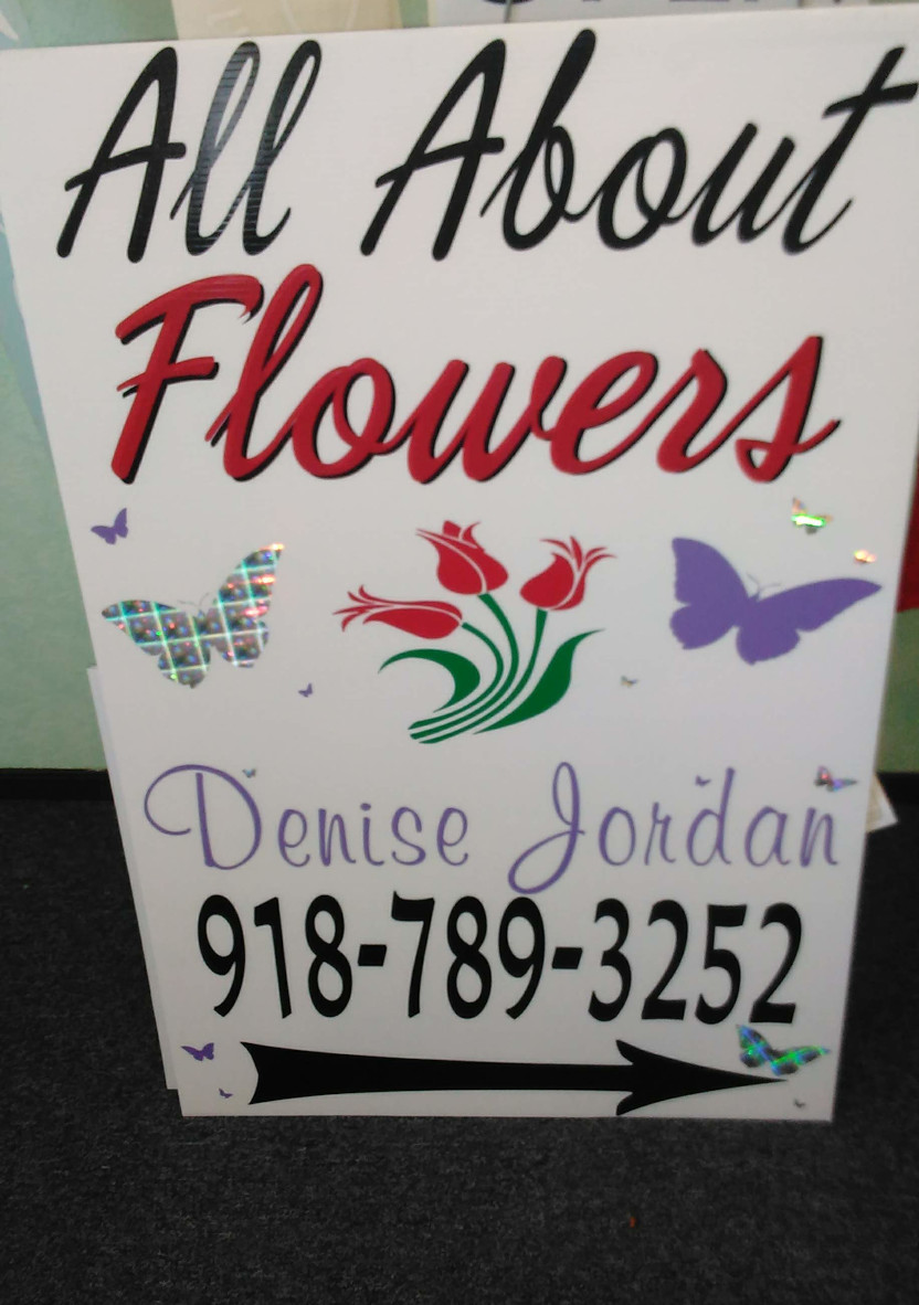 All About Flowers Aluminum Sign